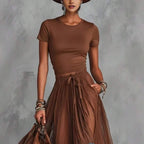 Tilly V-Neck Top and Ruffle Hem Midi Skirt Set - view 2