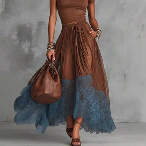 Tilly | V-Neck Top and Ruffle Hem Midi Skirt Set