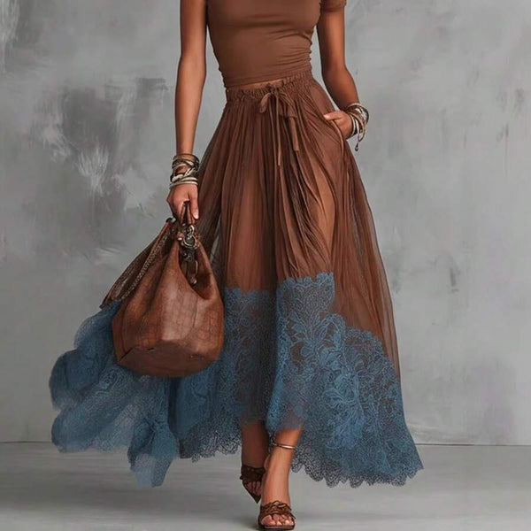 Tilly | V-Neck Top and Ruffle Hem Midi Skirt Set
