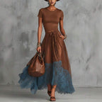 Tilly V-Neck Top and Ruffle Hem Midi Skirt Set - view 4