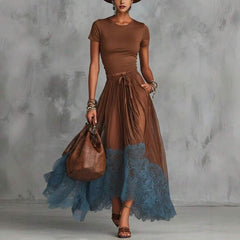 Tilly | V-Neck Top and Ruffle Hem Midi Skirt Set