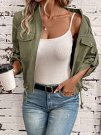 Hettie Stand Collar Drawstring Short Jacket - view 45