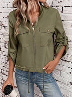Hettie Stand Collar Drawstring Short Jacket - view 46