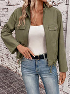 Hettie Stand Collar Drawstring Short Jacket - view 50