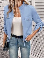 Hettie Stand Collar Drawstring Short Jacket - view 57