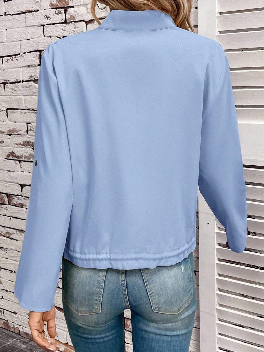 Hettie Stand Collar Drawstring Short Jacket - view 60