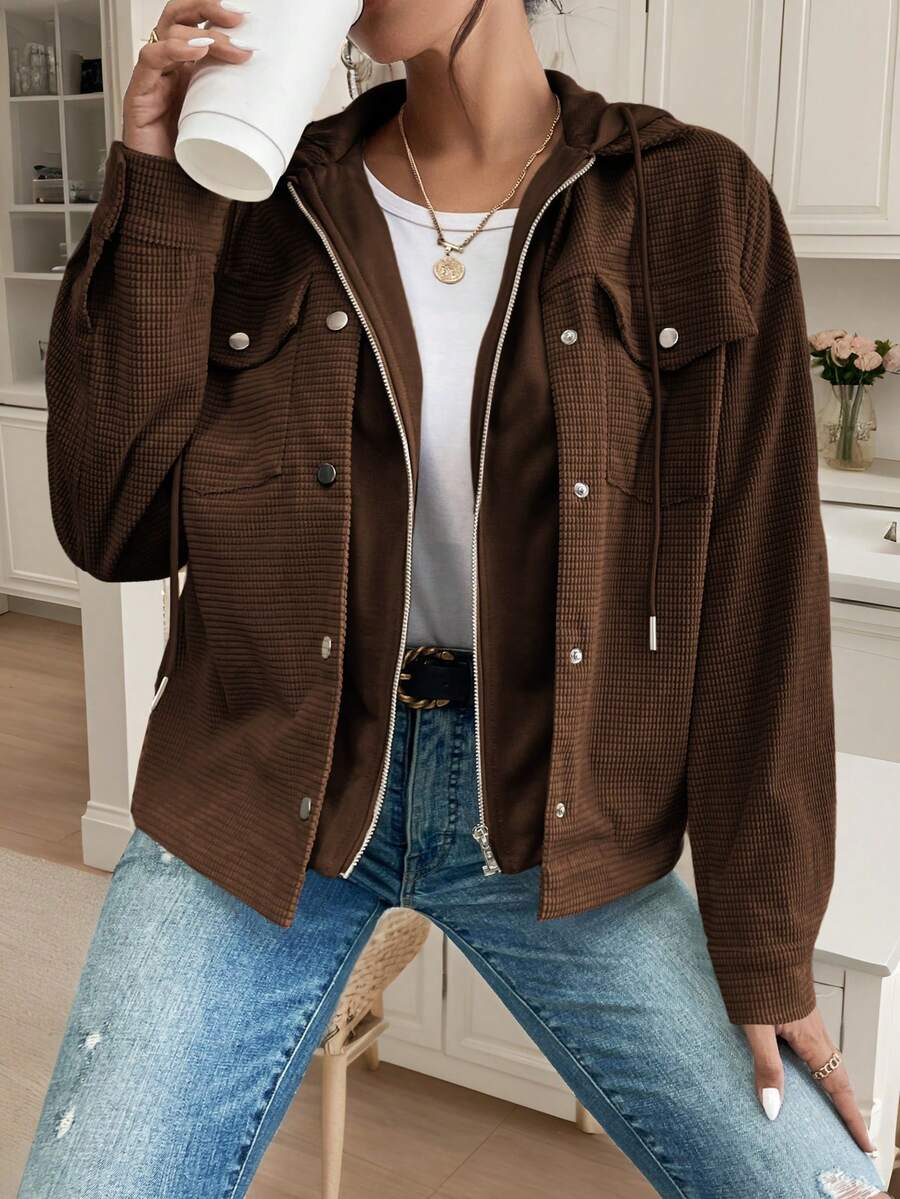 Posy Hooded Drop Shoulder Corduroy Jacket - view 15