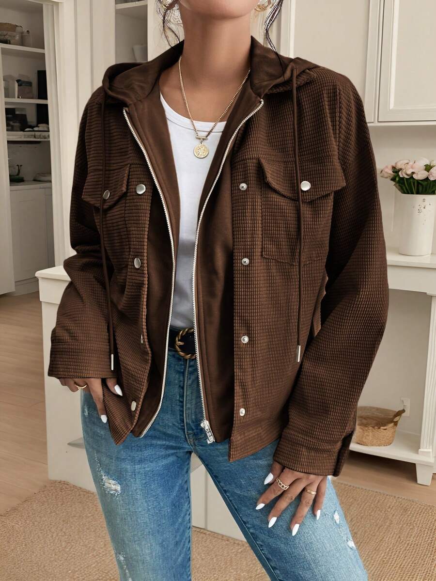 Posy Hooded Drop Shoulder Corduroy Jacket - view 16