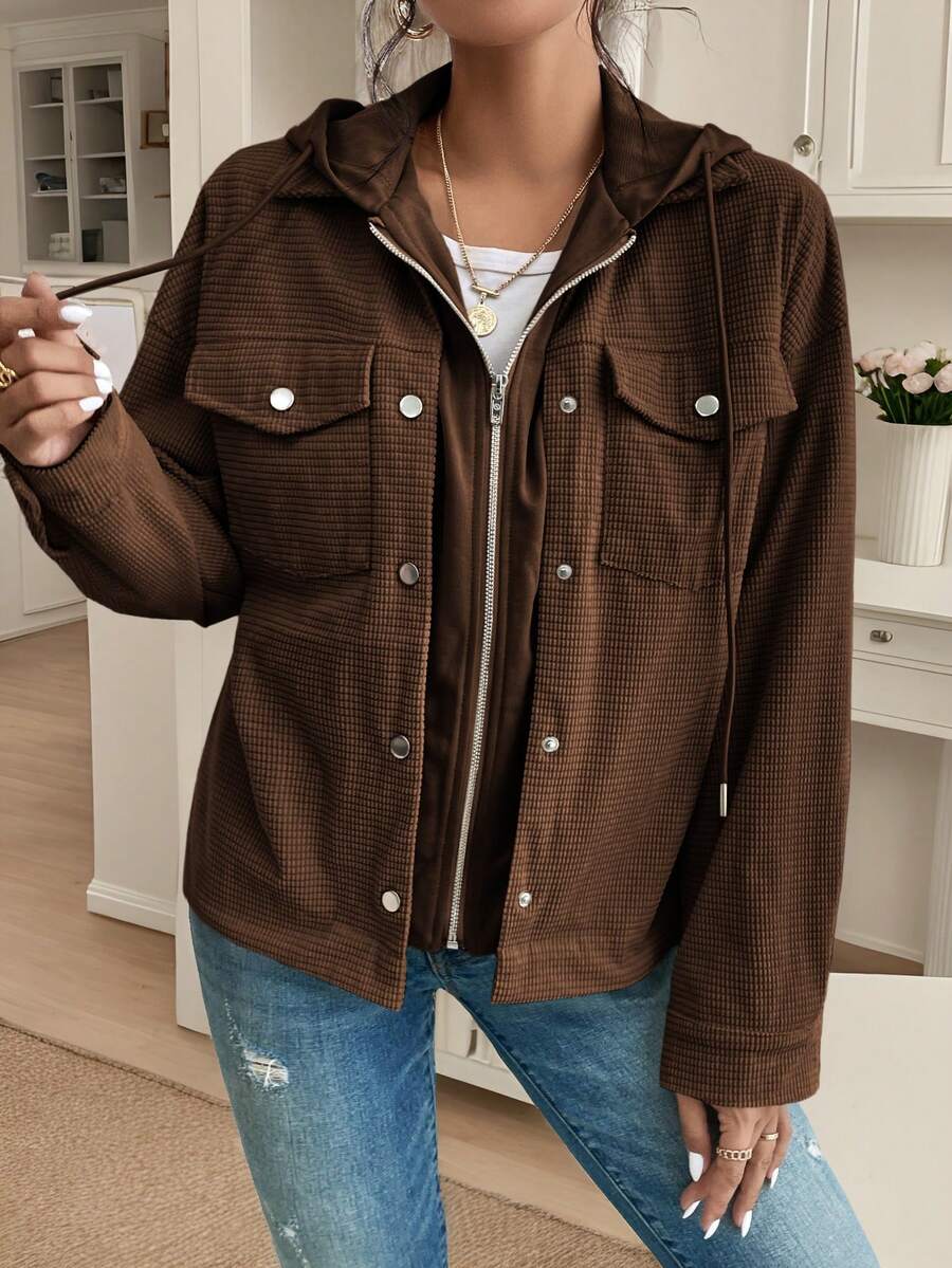 Posy Hooded Drop Shoulder Corduroy Jacket - view 17