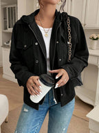 Posy Hooded Drop Shoulder Corduroy Jacket - view 7