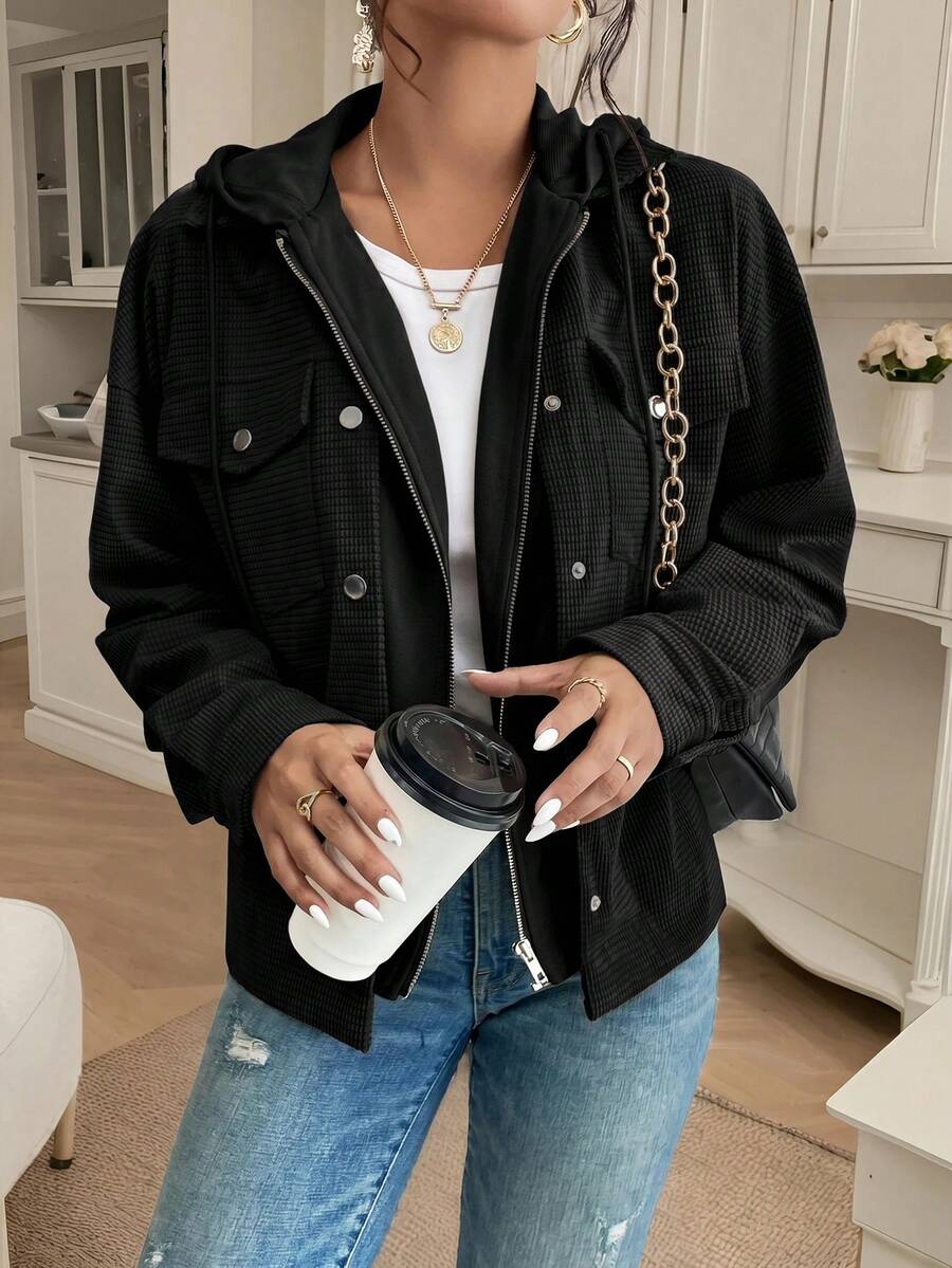 Posy Hooded Drop Shoulder Corduroy Jacket - view 7