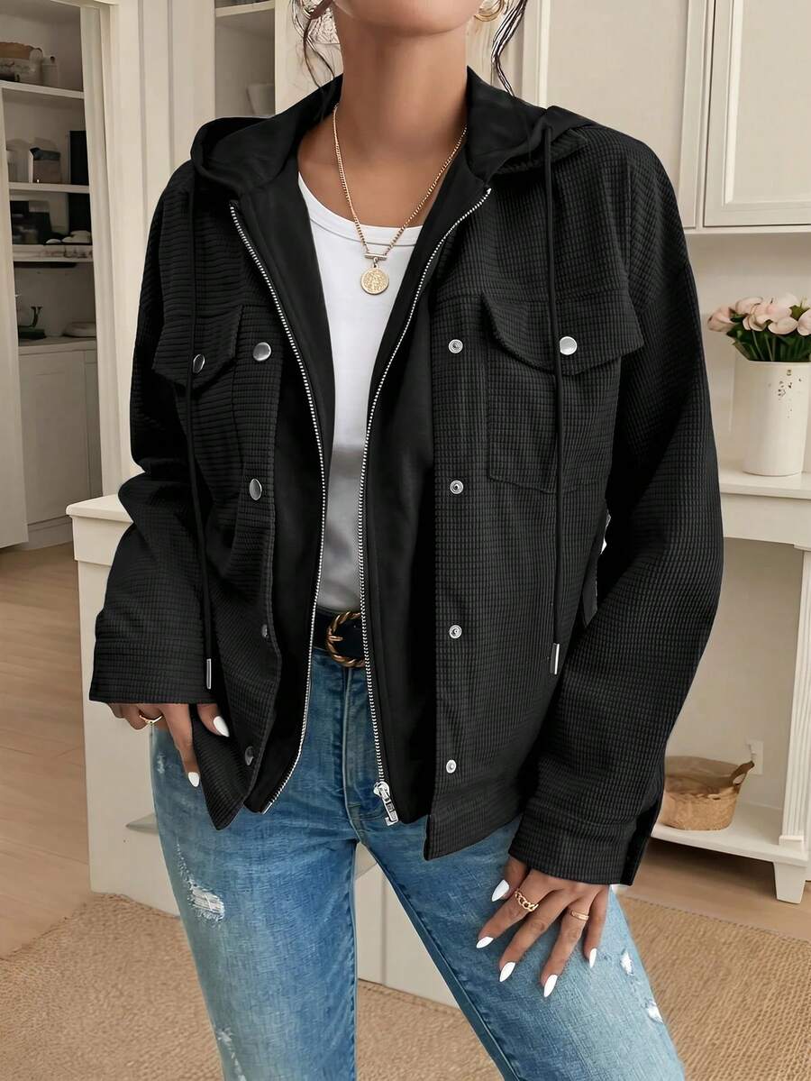 Posy Hooded Drop Shoulder Corduroy Jacket - view 10