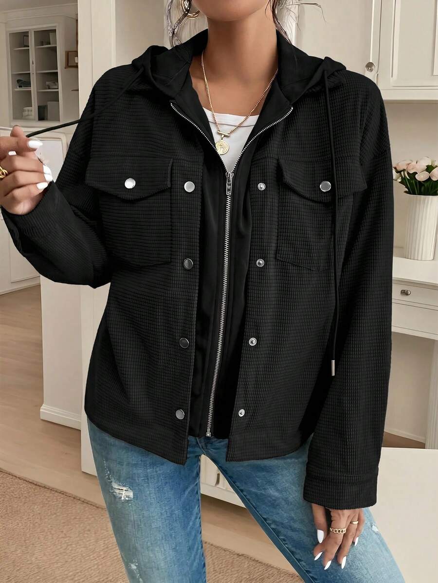 Posy Hooded Drop Shoulder Corduroy Jacket - view 12
