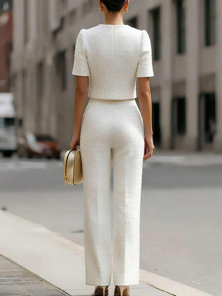 Clementine Cropped Jacket & Wide Leg Trousers Set - view 2