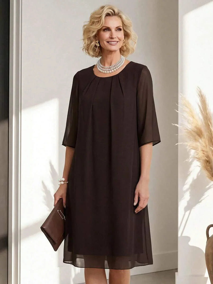 Suki Pleated Cape Dress - front view