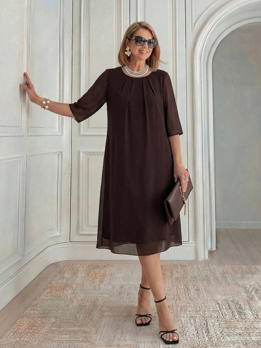 Suki Pleated Cape Dress - view 3