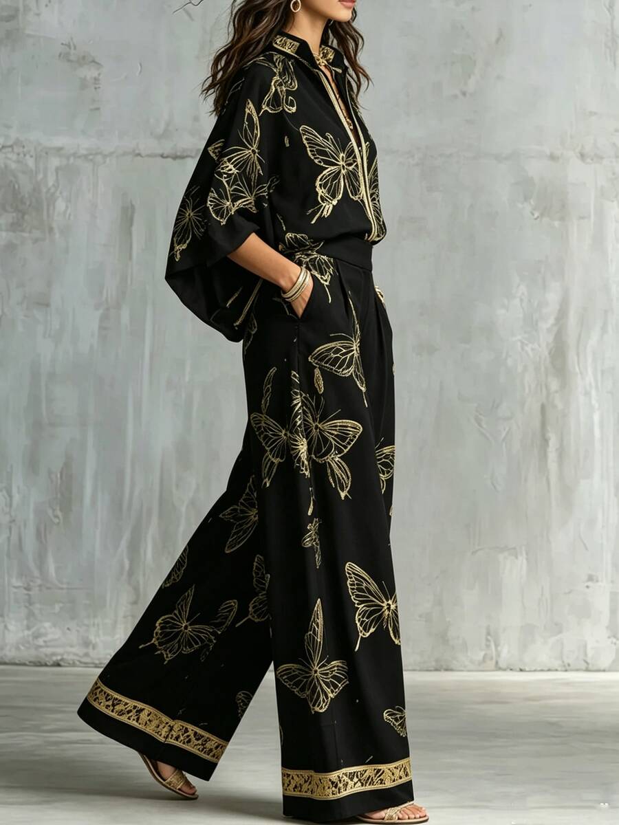 Bridie Butterfly Kimono Blouse & Trousers Set - view 5