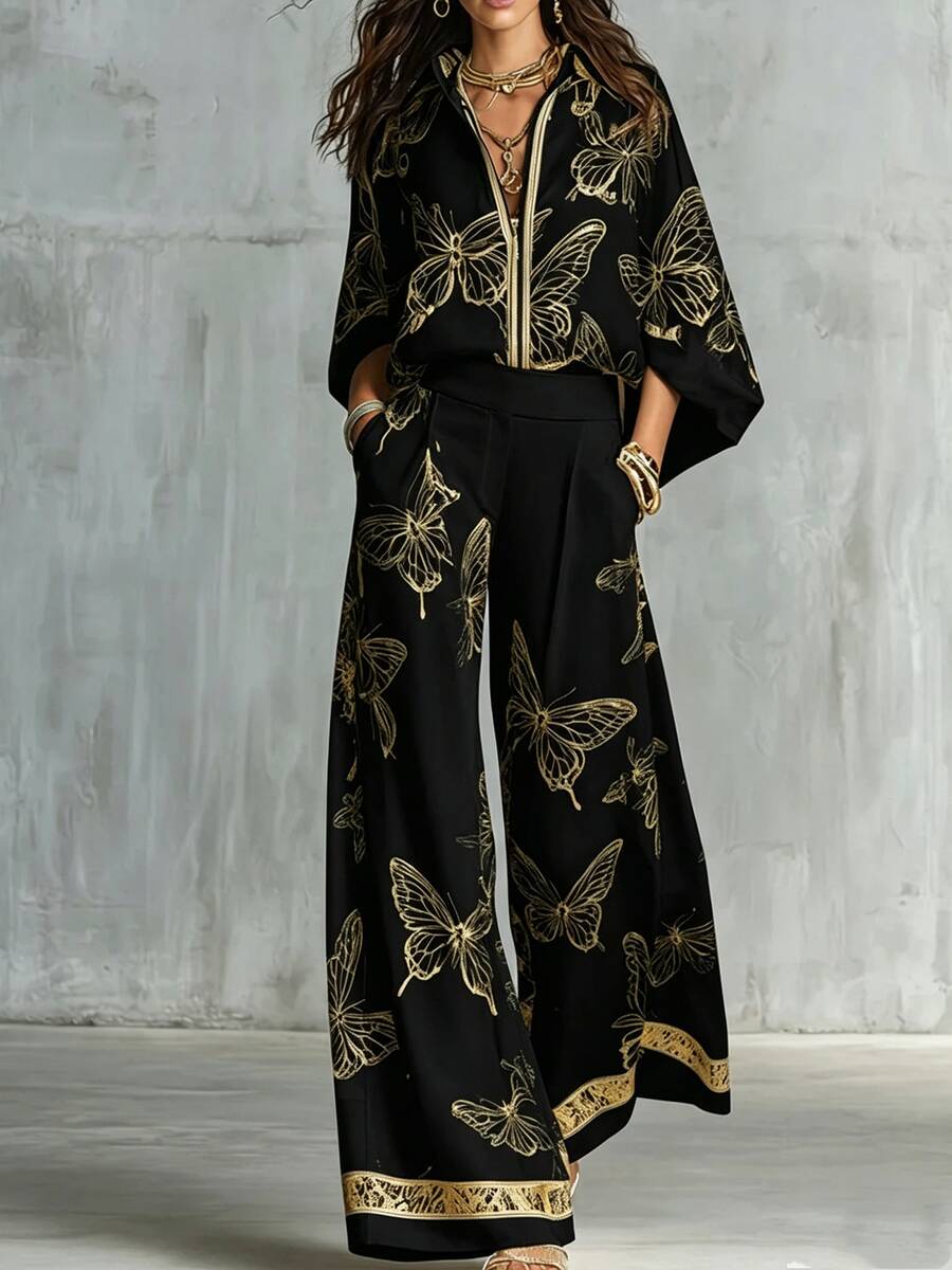 Bridie Butterfly Kimono Blouse & Trousers Set - view 4
