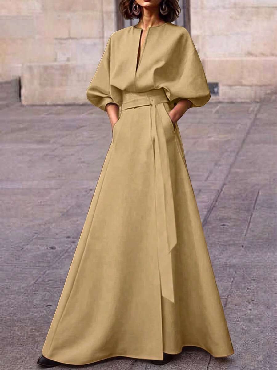 Marigold Bishop Sleeve A-Line Maxi Dress - view 9