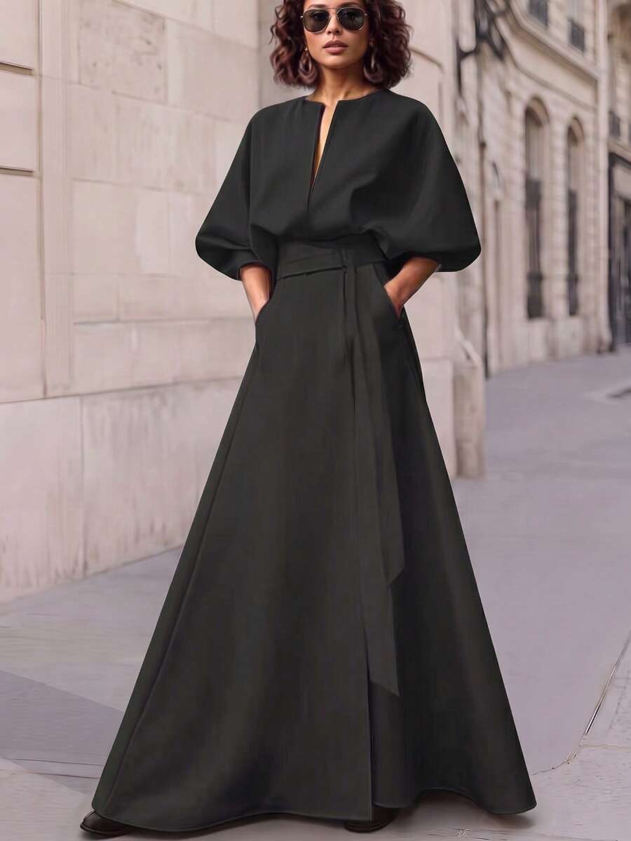 Marigold Bishop Sleeve A-Line Maxi Dress - view 7