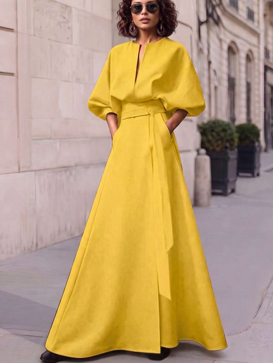 Marigold Bishop Sleeve A-Line Maxi Dress - view 8