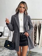 Nora Single Button Lapel Blazer with Front Pockets - front view