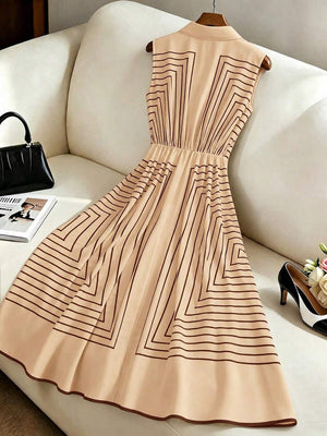 Orla | Geometric Striped Belted Shirt Dress