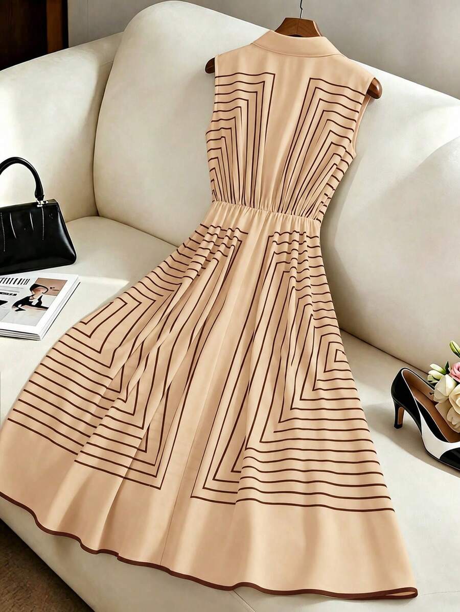Orla Geometric Striped Belted Shirt Dress - view 5