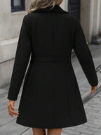 Freya Faux Fur Collar Fitted Coat, Elegant Double-Breasted Jacket - view 5