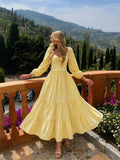 Flossie Square Neck Bishop Sleeve Maxi Dress - front view