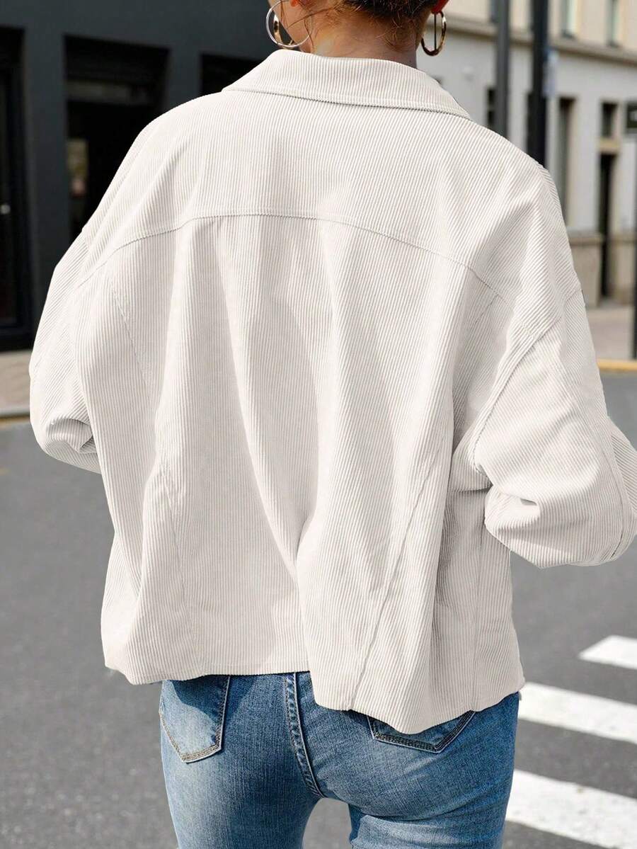 Dot Corduroy Drop Shoulder Shacket - view 16