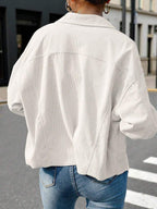 Dot Corduroy Drop Shoulder Shacket - view 16