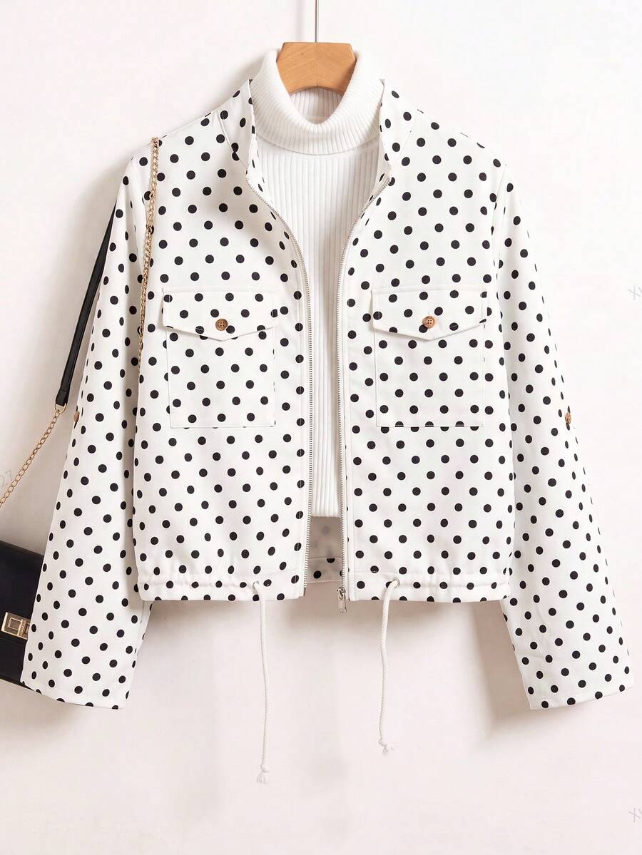 Hettie Stand Collar Drawstring Short Jacket - view 91