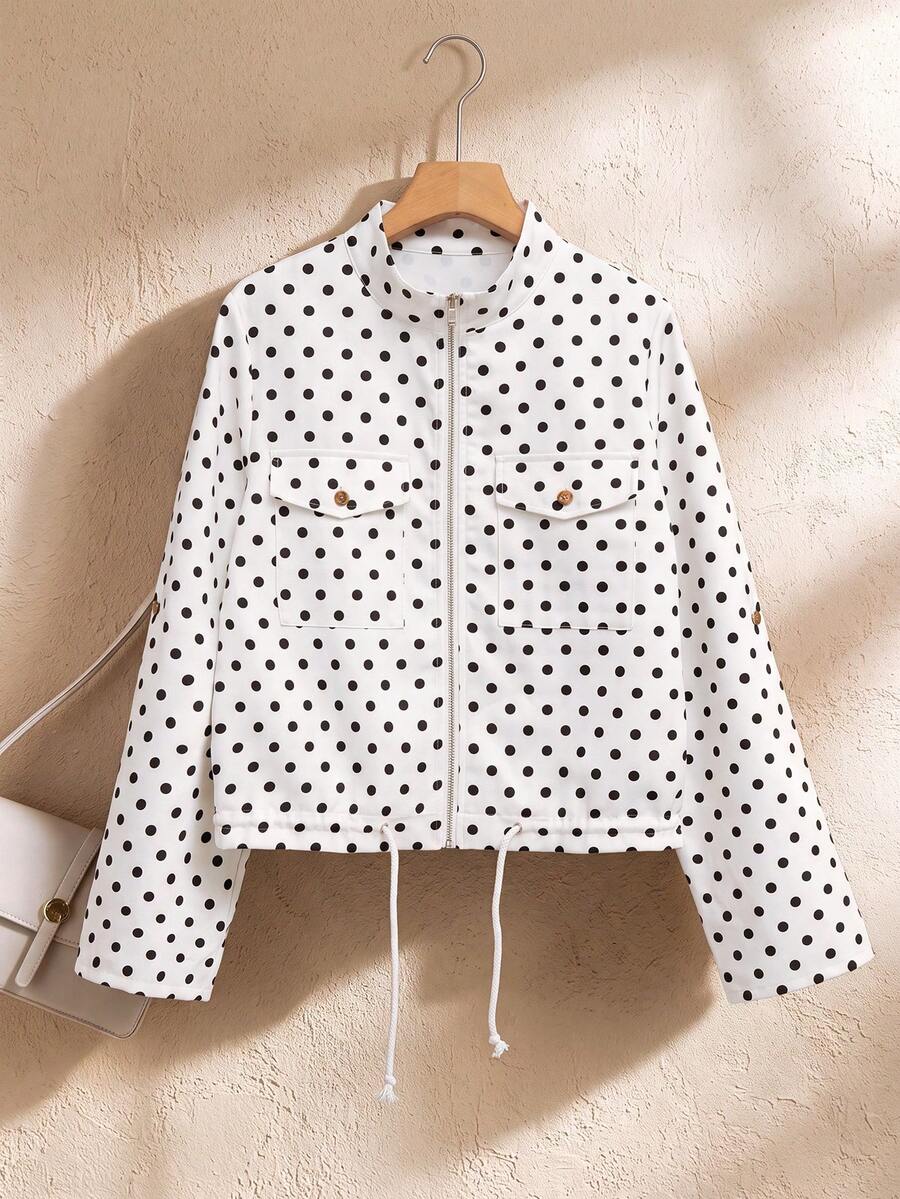 Hettie Stand Collar Drawstring Short Jacket - view 93