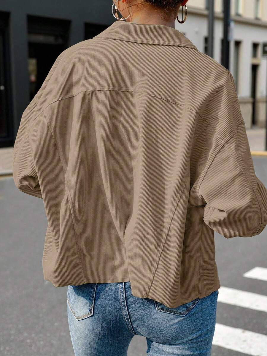 Dot Corduroy Drop Shoulder Shacket - view 37