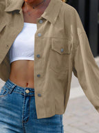 Dot Corduroy Drop Shoulder Shacket - view 38