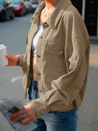 Dot Corduroy Drop Shoulder Shacket - view 40