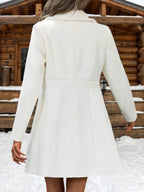 Freya Faux Fur Collar Fitted Coat, Elegant Double-Breasted Jacket - view 2