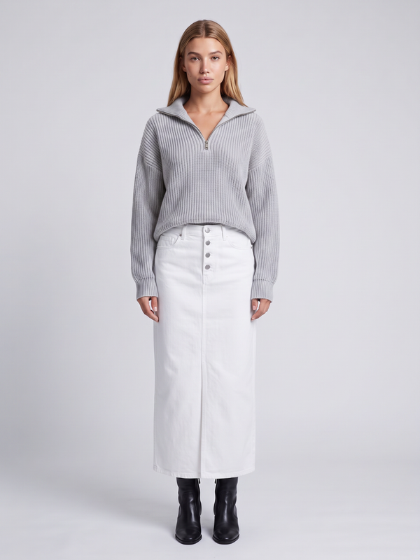 Isla | Half-Zip Ribbed Knit Jumper with Funnel Collar, Cosy Winter Jumper oaklynwear