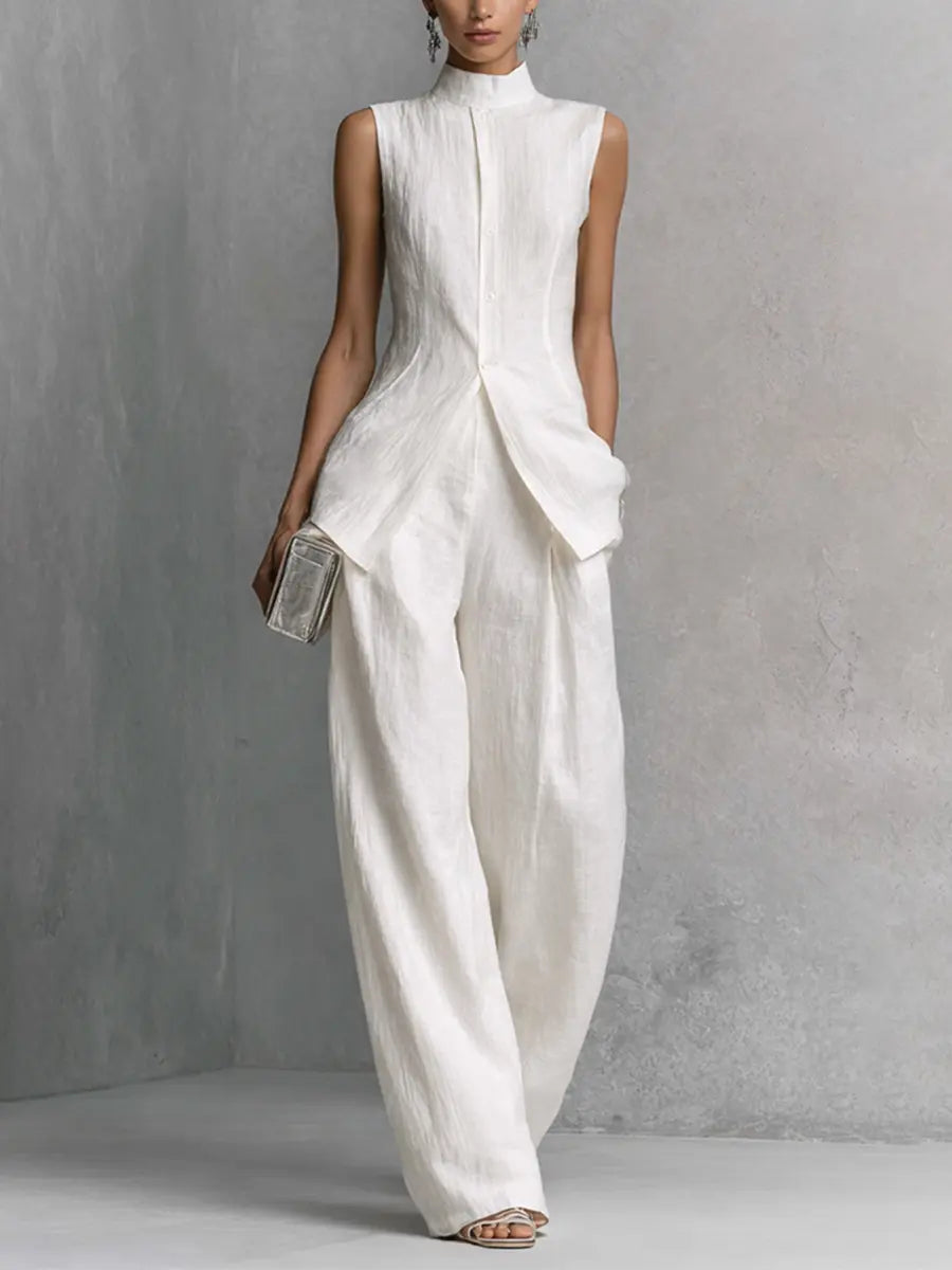Grace | Linen Wide-Leg Trouser Co-Ord Set — RoselynAtelier