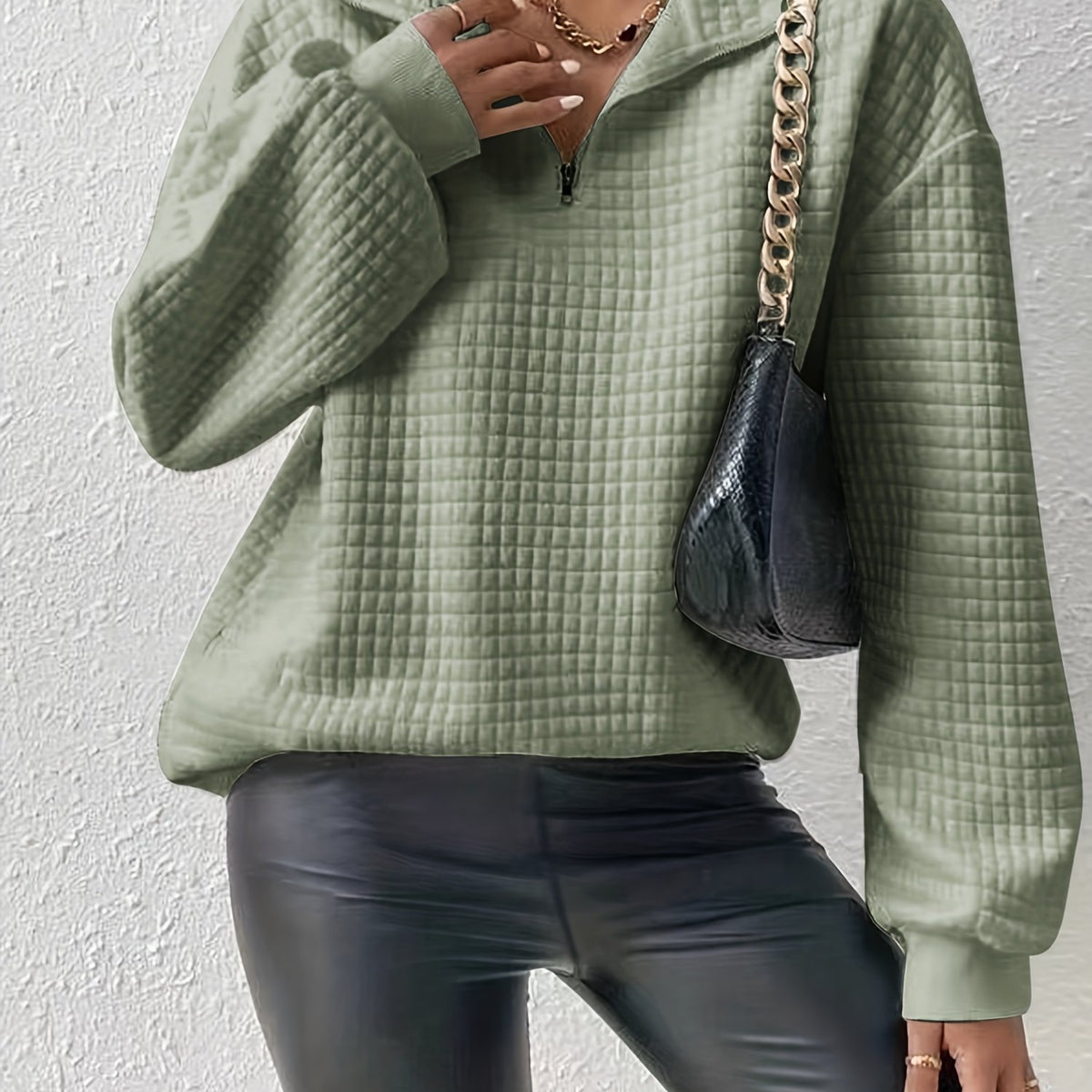 Nell Waffle Knit Half Zip Jumper - view 15