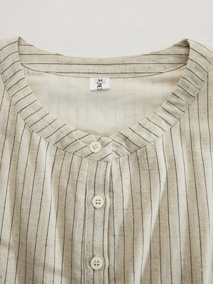 Frances | Striped Button-Down Midi Dress — RoselynAtelier