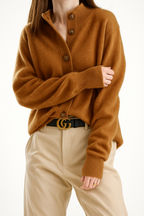 Georgia Button-Up Collared Cardigan with Statement Buttons, Cosy Winter Knit - view 30