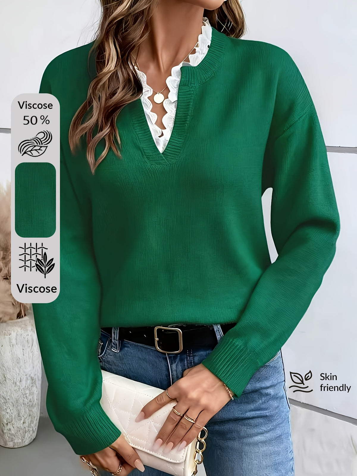 Maya Lace Collar Drop Shoulder Jumper - view 2