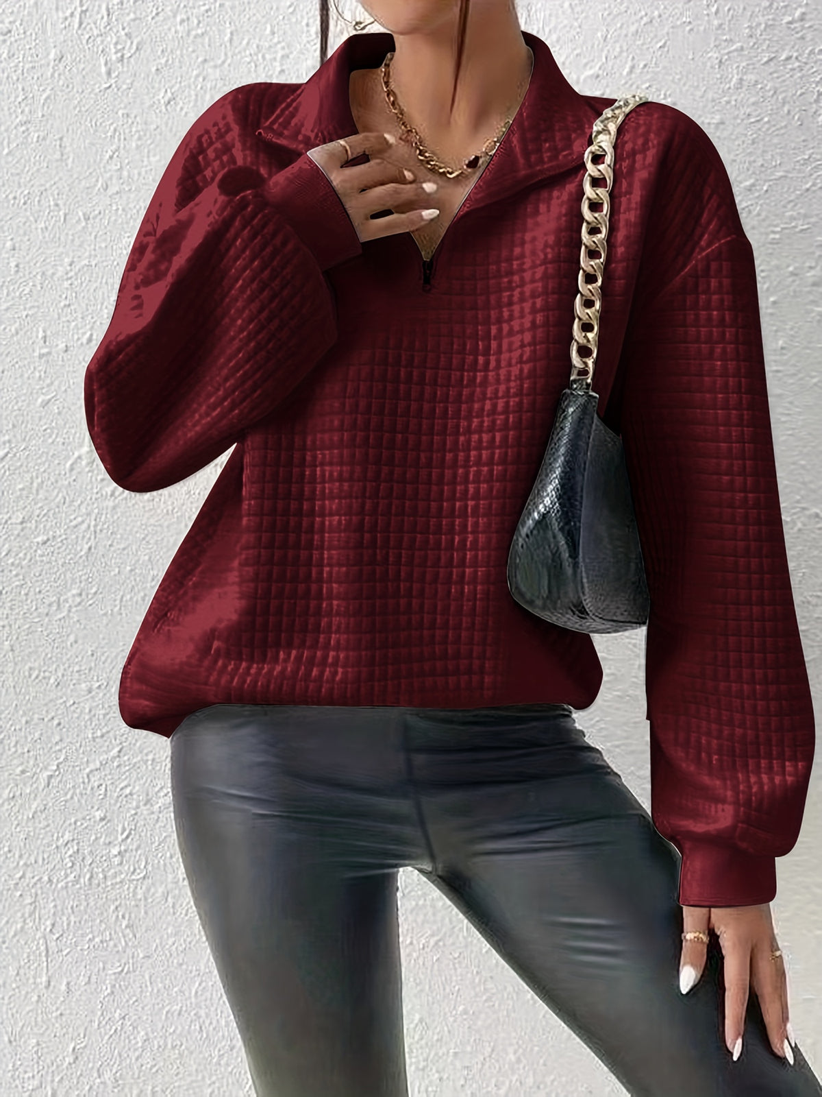 Nell Waffle Knit Half Zip Jumper - view 2