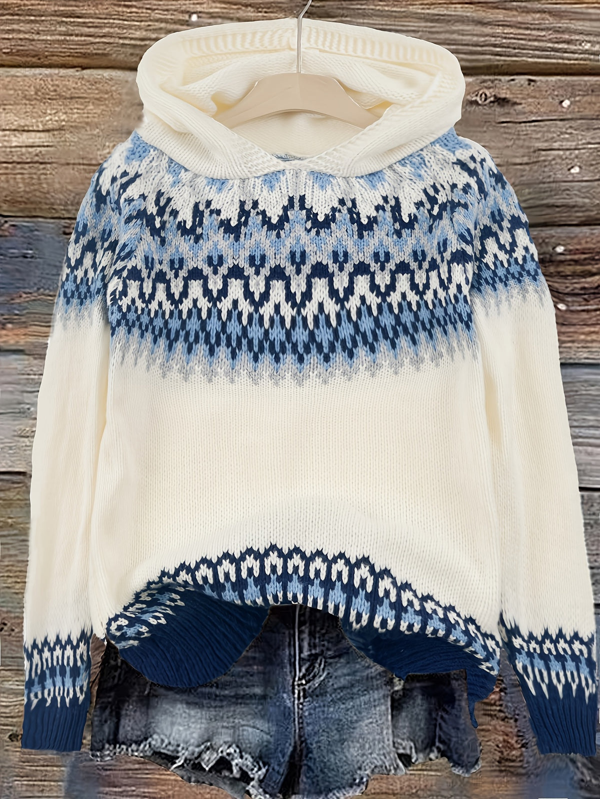 Poppy Hooded Jacquard Knit Jumper - view 3