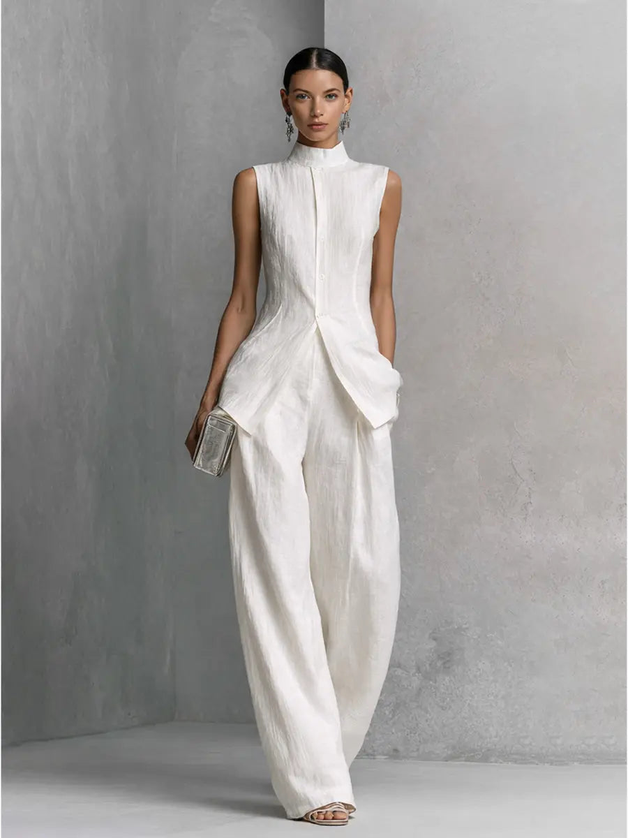 Grace | Linen Wide-Leg Trouser Co-Ord Set — RoselynAtelier