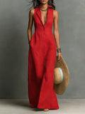 Claudette Sleeveless Collared Maxi Shirt Dress - front view