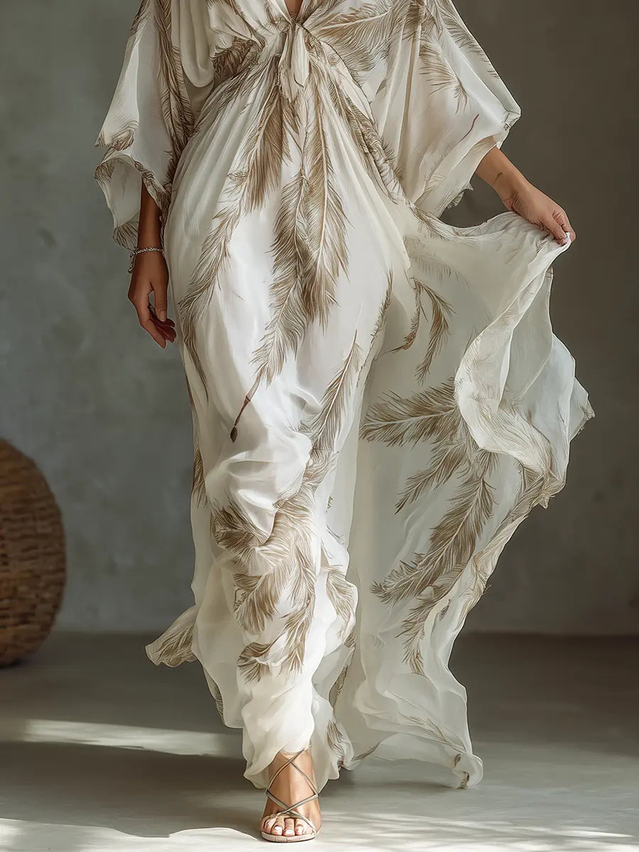 Serena Palm Print Chiffon Maxi Dress - view 4