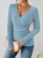 Grace V Neck Button Long Sleeve Top - view 2